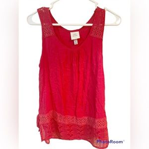 Knox Rose Side Tie Crochet Trim Tank Top (M)